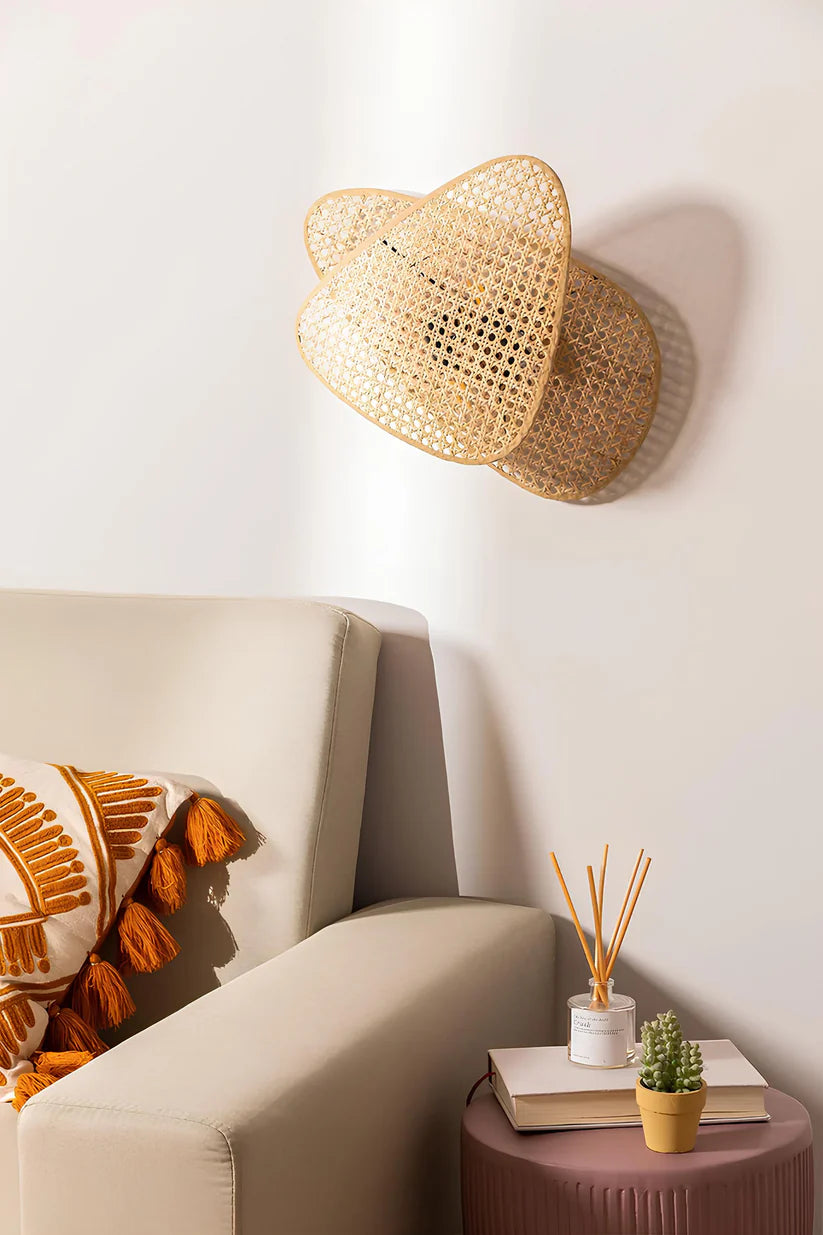 Cane Wall Lamp for Study Room | Bamboo Wall Sconce - Delaney