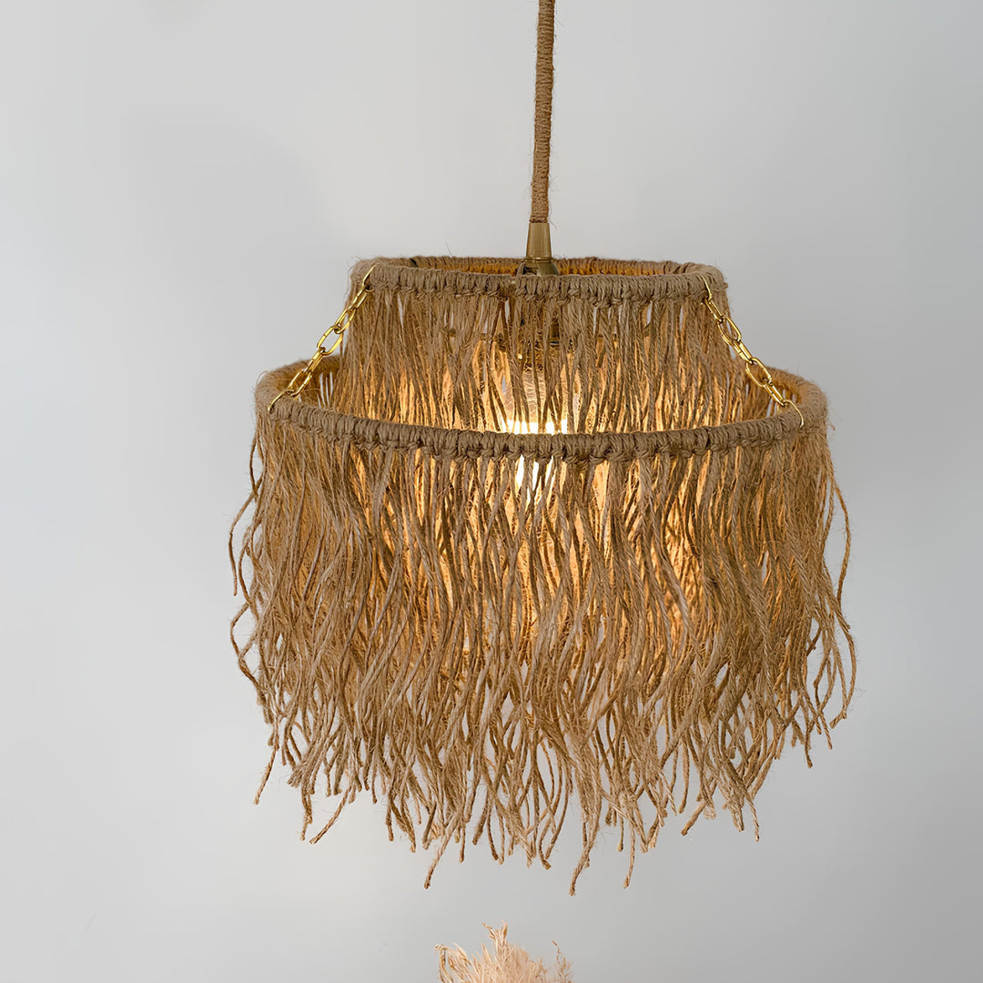 Jute Ceiling Light for Living Room 14 Inch - Dasya by Luxury Rattan Handicrafts 
