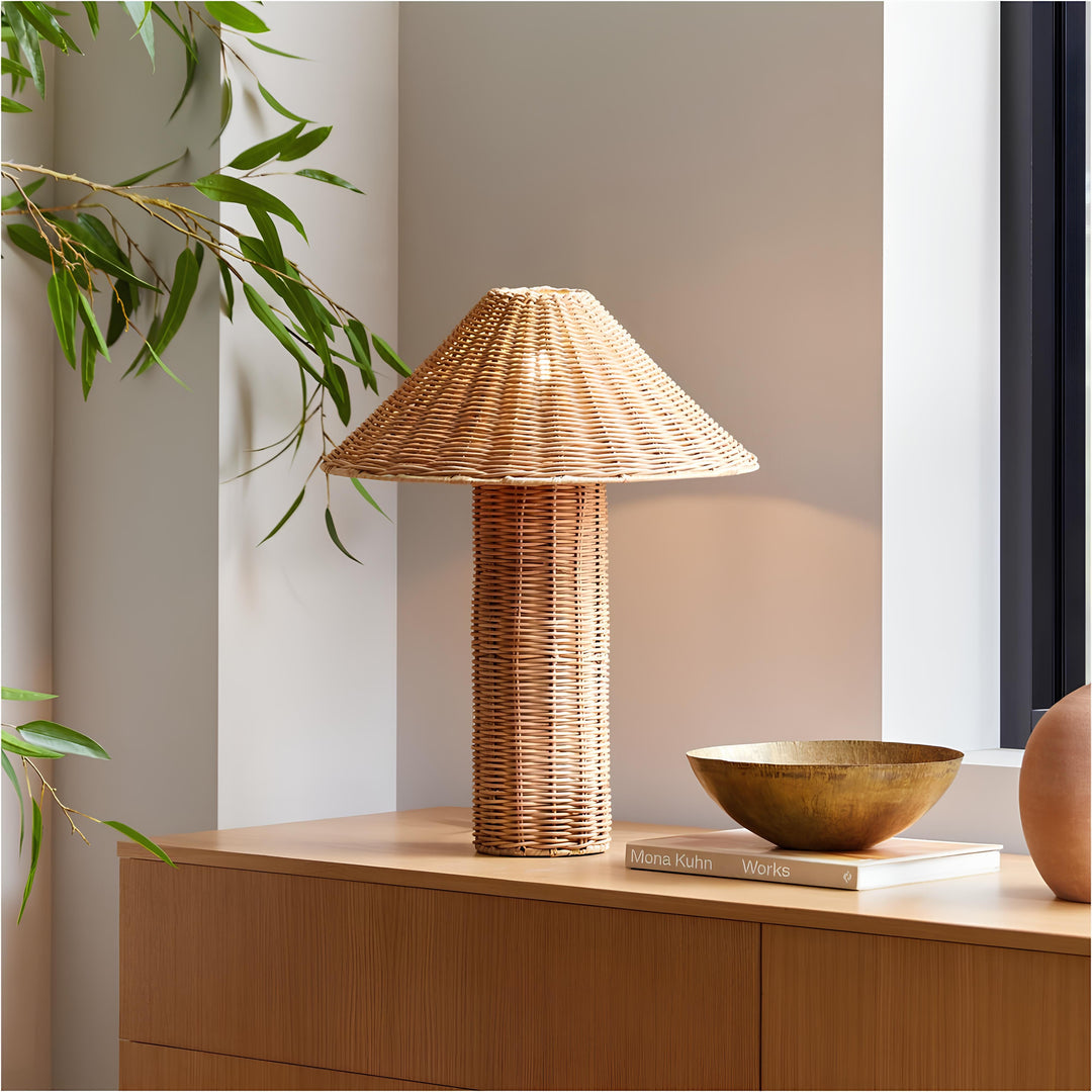 Rattan & Bamboo Cane Table Lamp - Shrishti