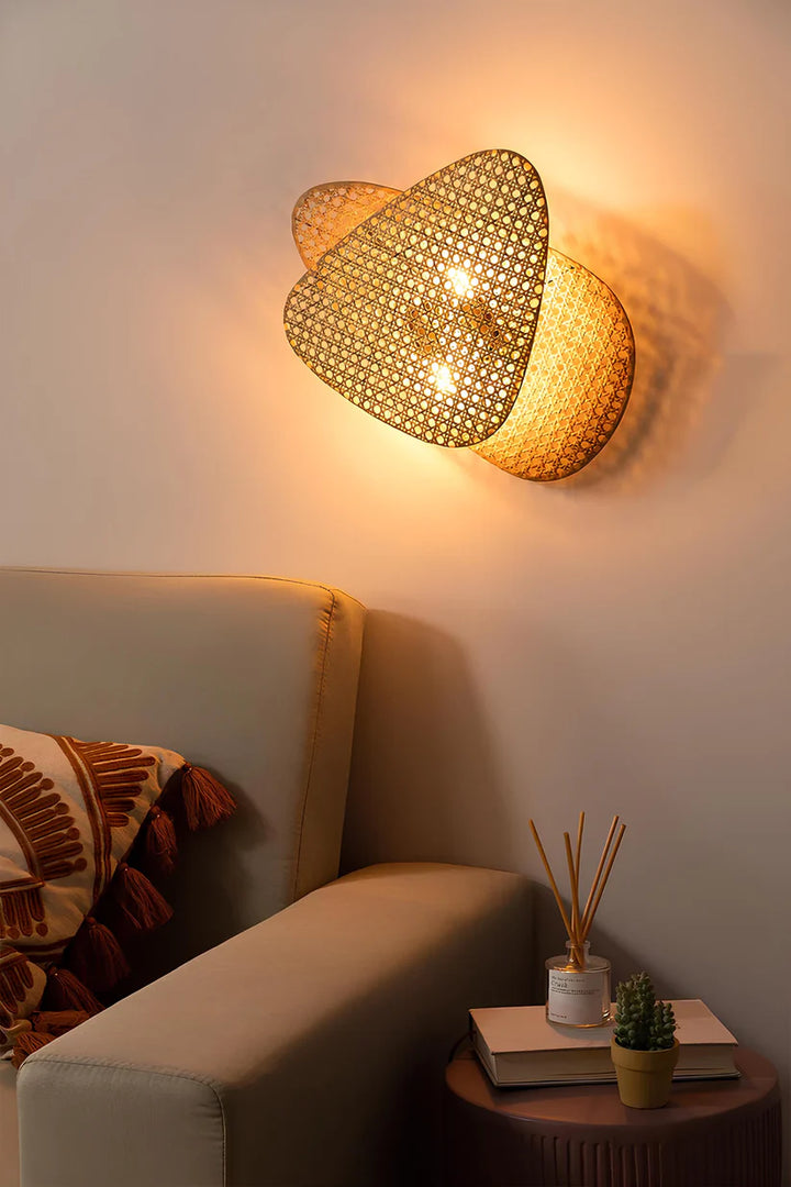 Cane Wall Lamp for Study Room | Bamboo Wall Sconce - Delaney