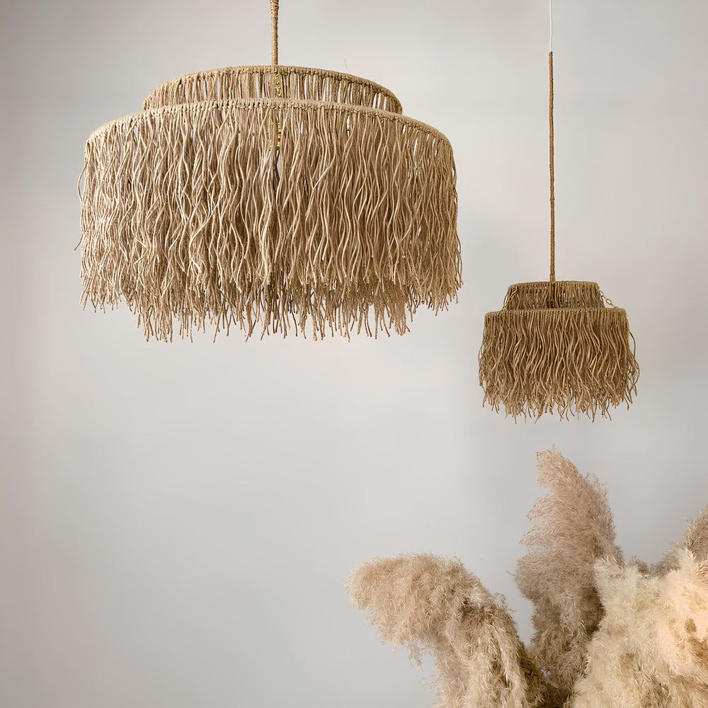 Jute Ceiling Light for Living Room 14 Inch - Dasya by Luxury Rattan Handicrafts 