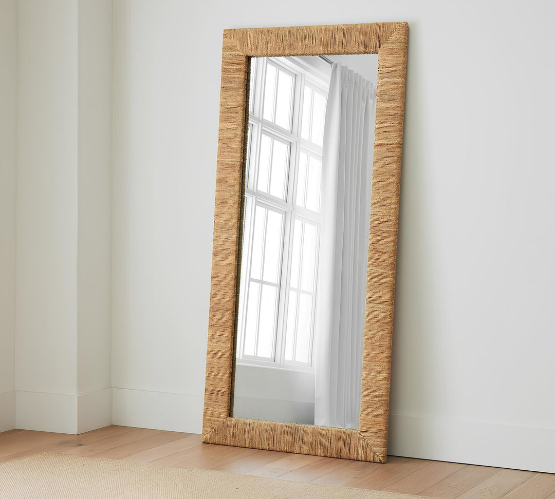 Bamboo Floor Mirror for living room | Cane Mirror | Rattan Mirror - Chahna - Luxury Rattan Handicrafts  Uncategorized (Image 1)