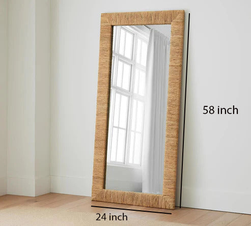 Bamboo Floor Mirror for living room | Cane Mirror | Rattan Mirror - Chahna - Luxury Rattan Handicrafts  Uncategorized (Image 5)