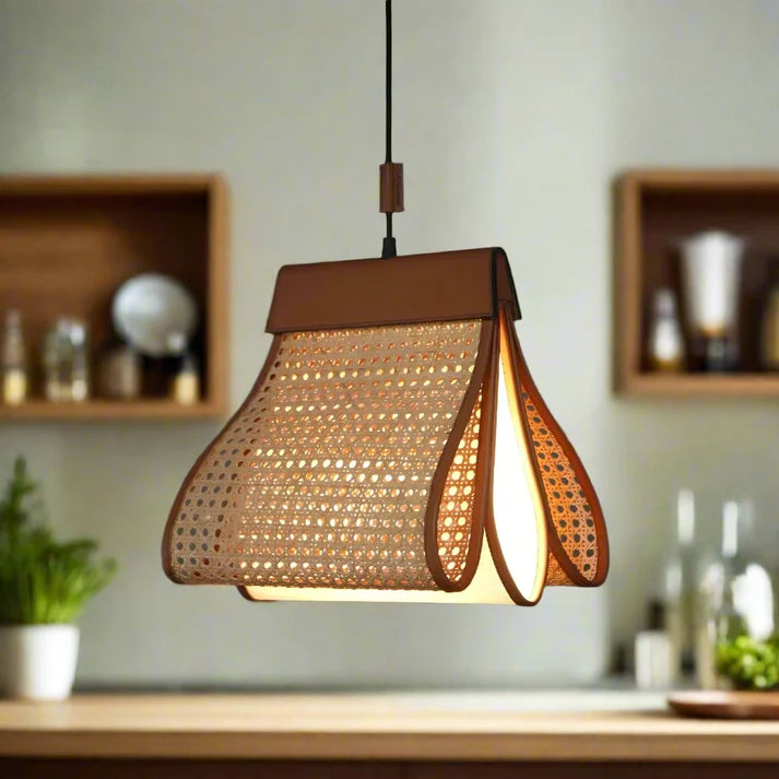 Rattan Hanging Light for Living Room | Cane Pendant Lamp - Pixie