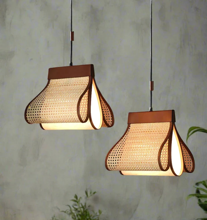 Rattan Hanging Light for Living Room | Cane Pendant Lamp - Pixie