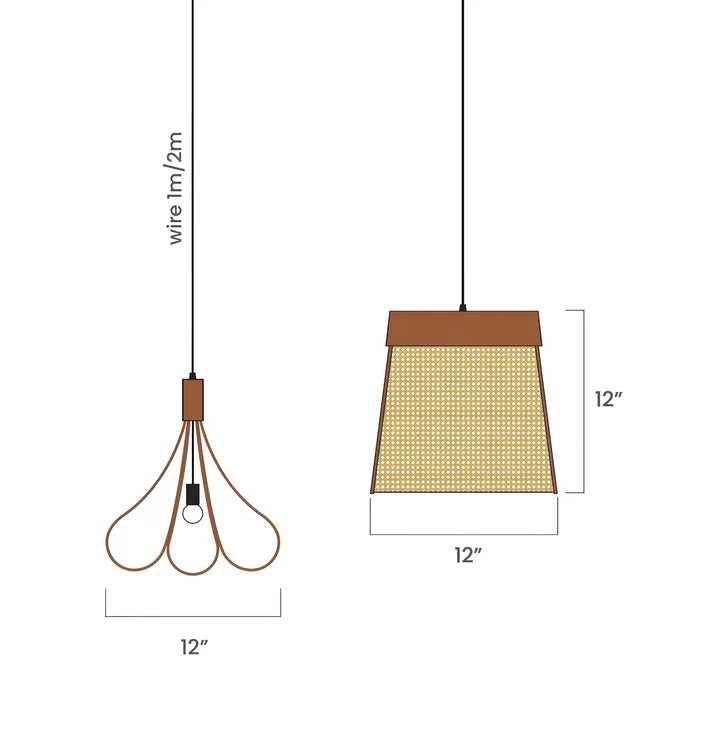 Rattan Hanging Light for Living Room | Cane Pendant Lamp - Pixie