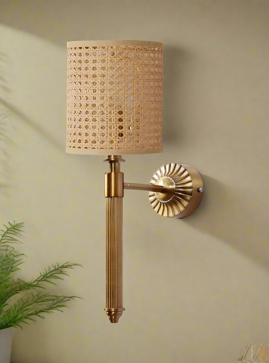 Cane Wall Lamp for Living Room | Rattan Wall Sconce - Corwin