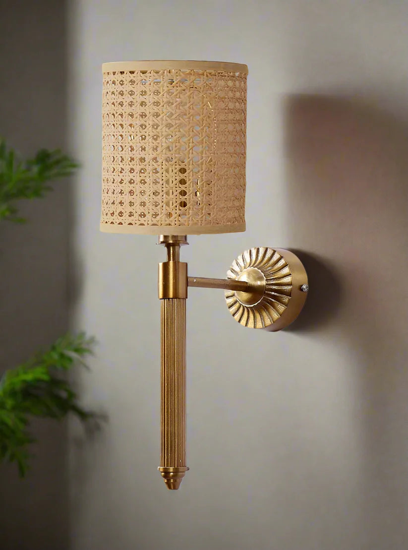 Cane Wall Lamp for Living Room | Rattan Wall Sconce - Corwin