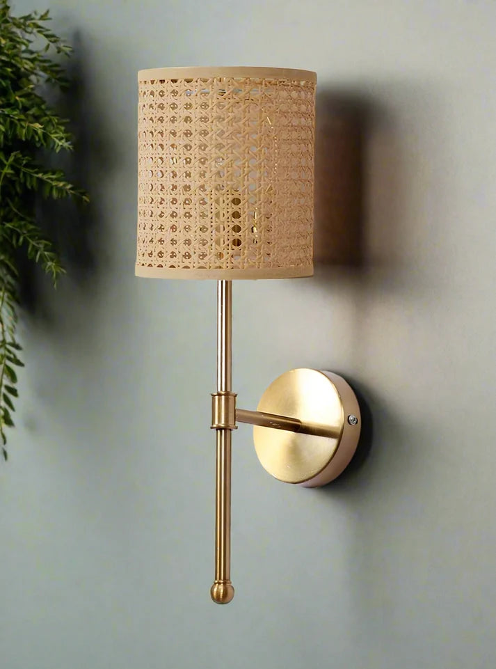 Rattan Wall Lamp for Study Room | Wicker Wall Light - Vesperfield
