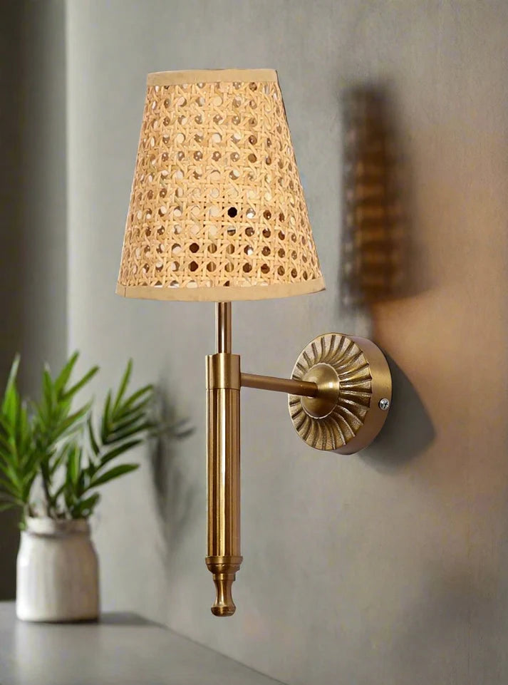 Rattan Wall Lamp for Hallway | Cane Wall Sconce - Nileswood