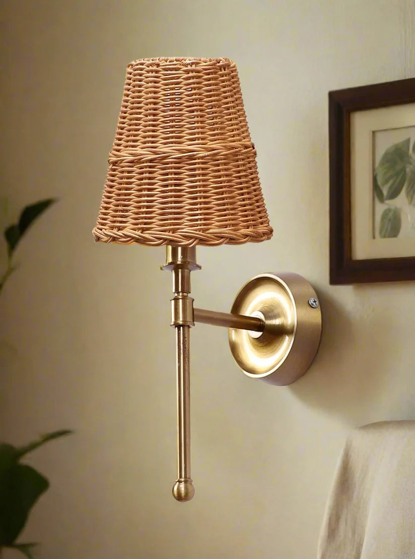 Wicker Wall Light for Hallway | Cane Wall Lamp - Catofordby