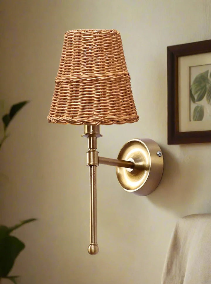 Wicker Wall Light for Hallway | Cane Wall Lamp - Catofordby