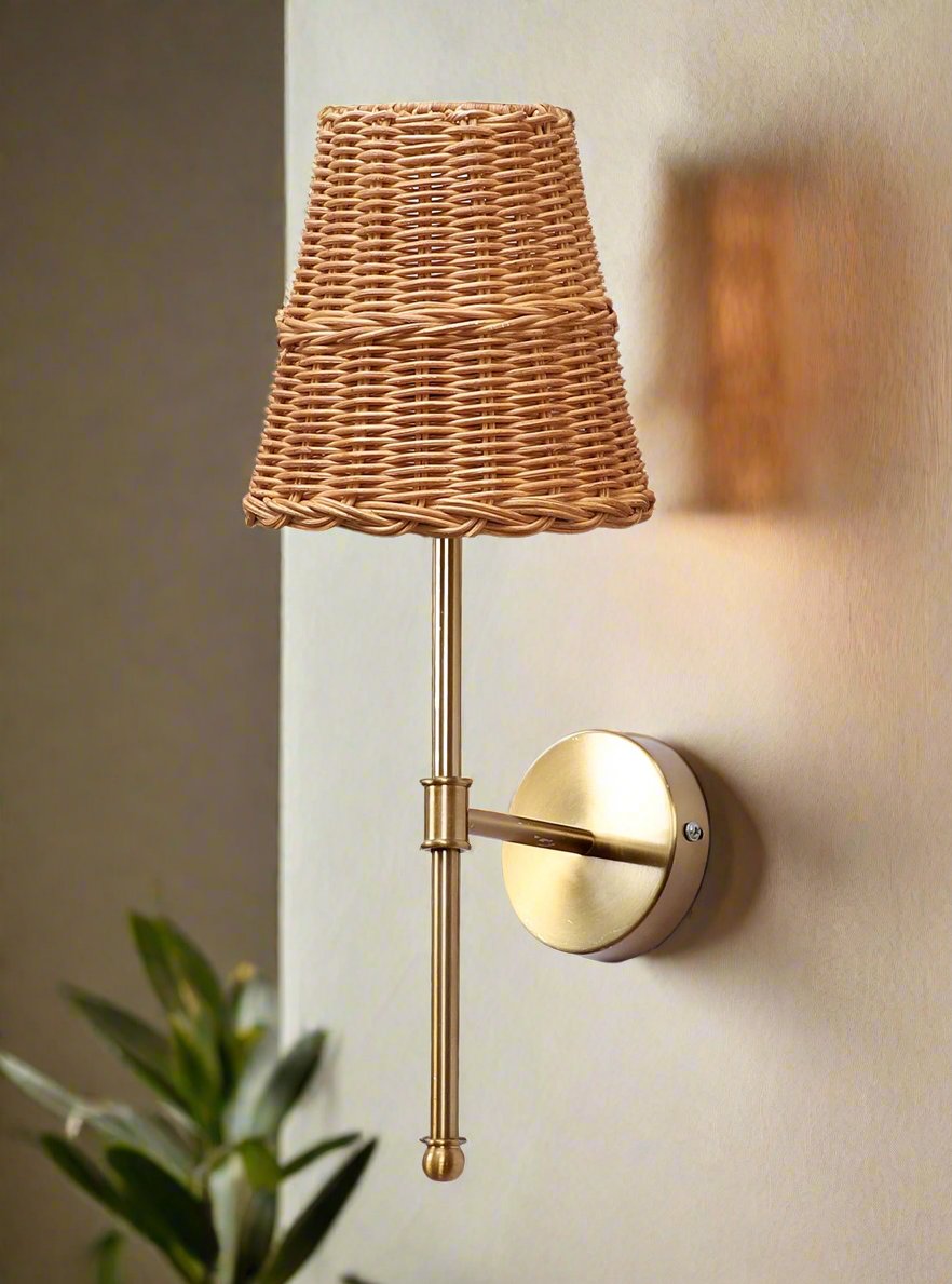 Cane Wall Lamp for Bathroom | Rattan Wall Sconce - Yancy