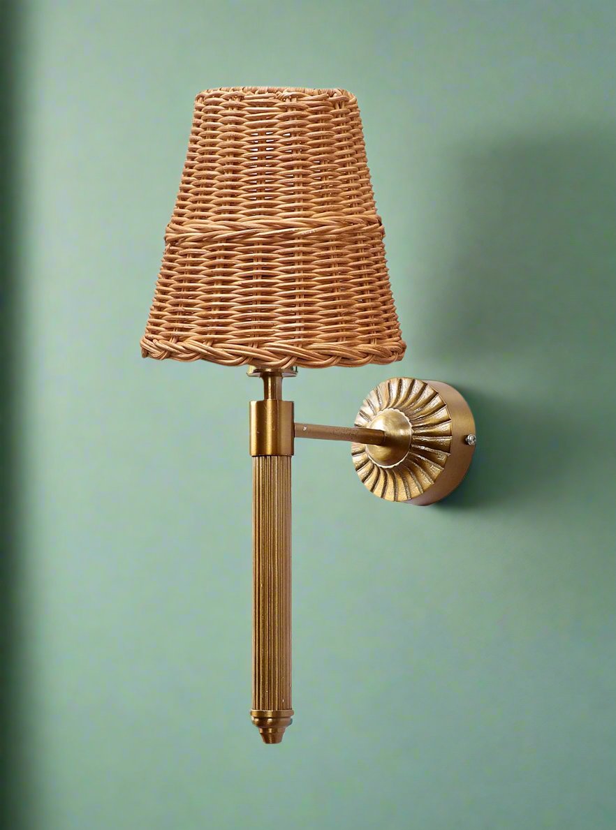 Wicker Wall Light for Study Room | Cane Wall Lamp- Everardoby