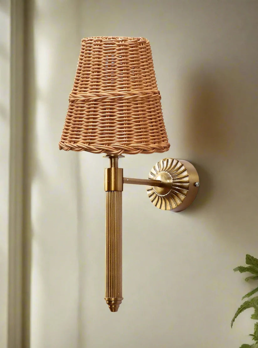 Wicker Wall Light for Study Room | Cane Wall Lamp- Everardoby