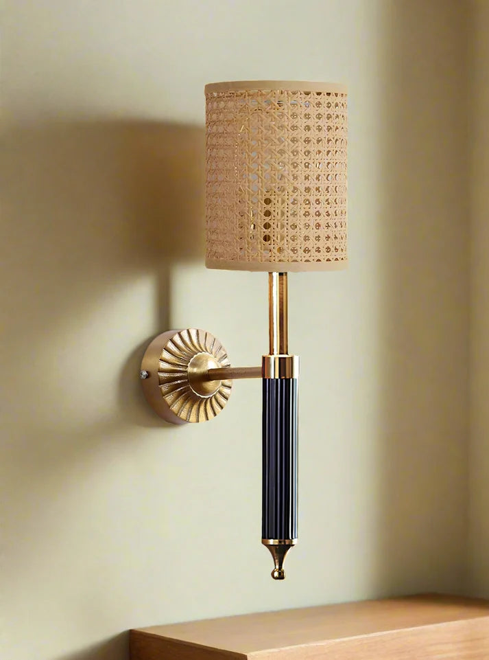 Rattan Wall Light for Study Room | Cane Wall Sconce - Zephander