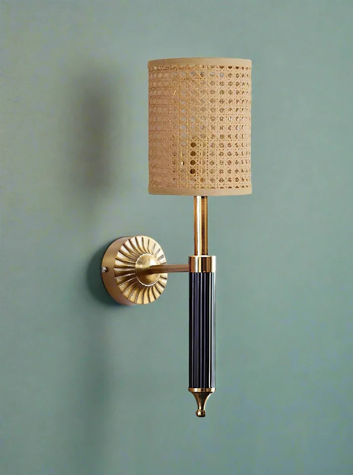 Rattan Wall Light for Study Room | Cane Wall Sconce - Zephander