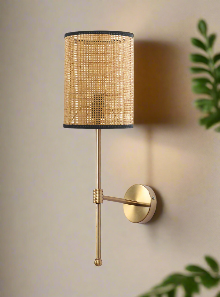 Rattan Wall Sconce for Hallway | Cane Wall Lamp - Rafferston