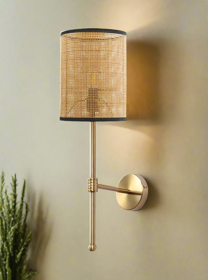 Rattan Wall Sconce for Hallway | Cane Wall Lamp - Rafferston