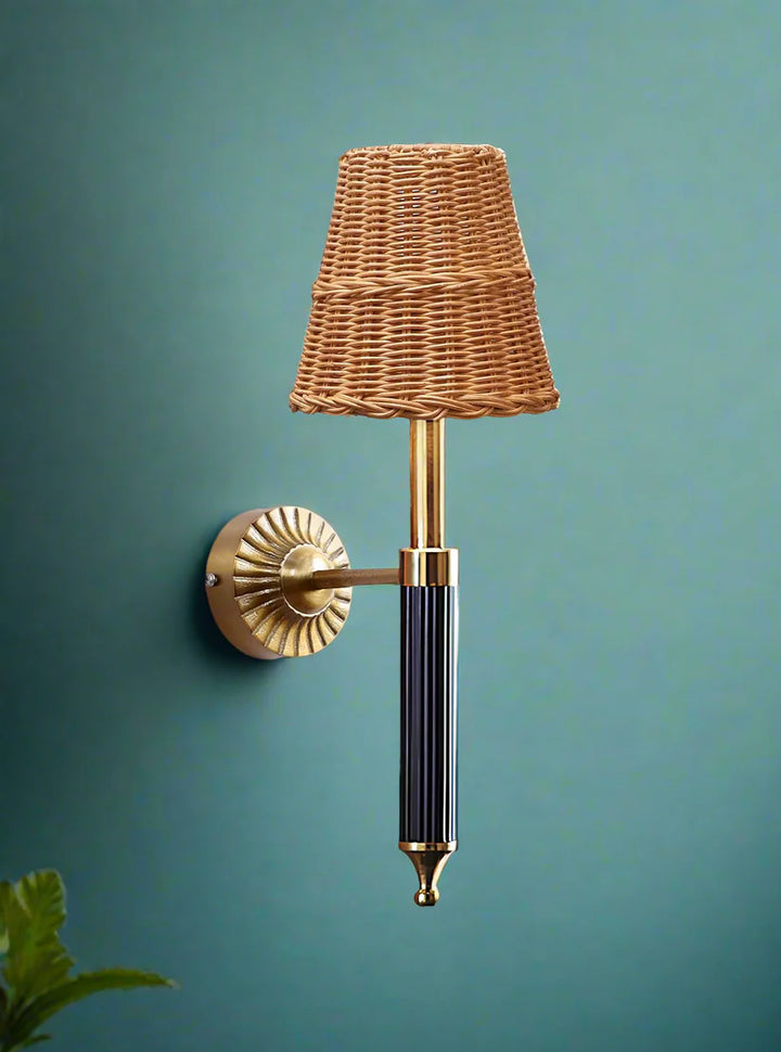 Cane Wall Lamp for Living Room | Wicker Wall Sconce - Odika