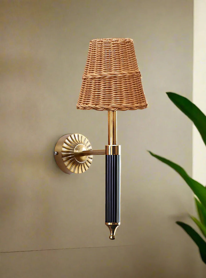 Cane Wall Lamp for Living Room | Wicker Wall Sconce - Odika