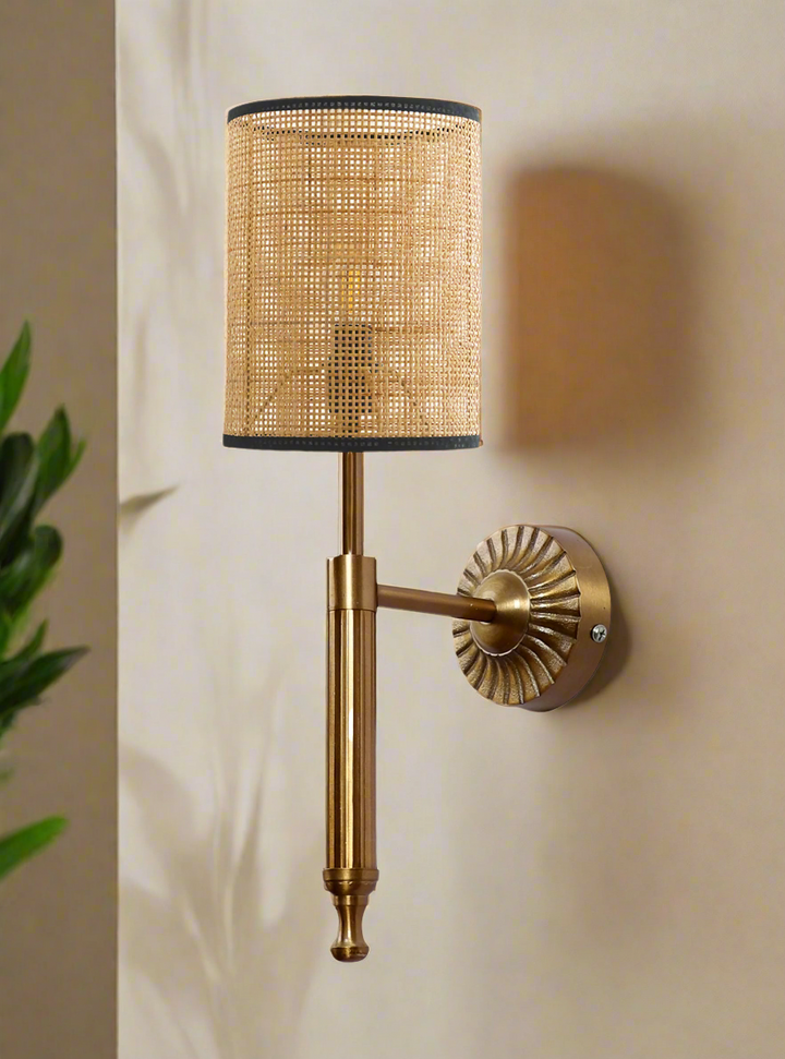 Cane Wall Sconce for Bedroom | Wicker Wall Light - Hendrix