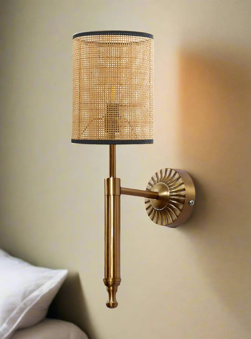 Cane Wall Sconce for Bedroom | Wicker Wall Light - Hendrix