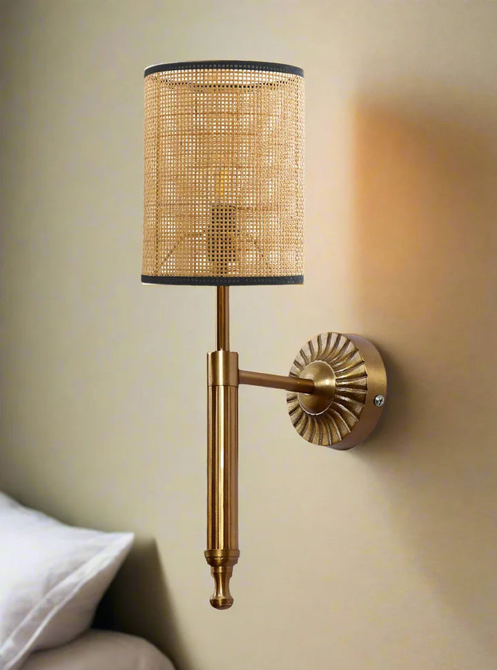 Cane Wall Sconce for Bedroom | Wicker Wall Light - Hendrix
