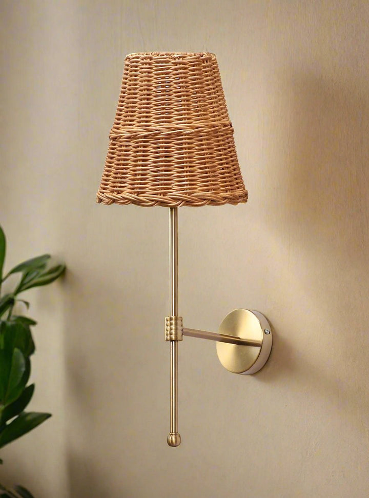 Rattan Wall Lamp for Living Room | Wicker Wall Sconce - Ulwinton