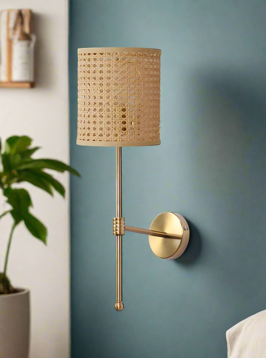Wicker Wall Light for Bedroom | Cane Wall Sconce - Brannonhall