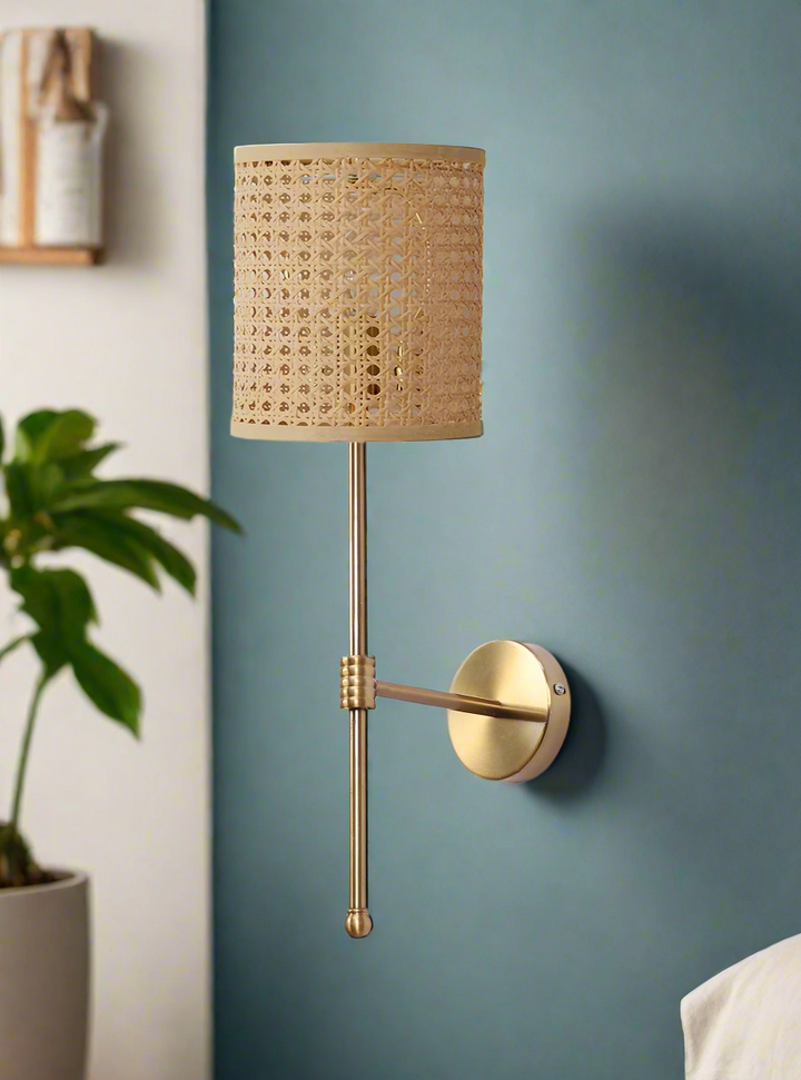 Wicker Wall Light for Bedroom | Cane Wall Sconce - Brannonhall