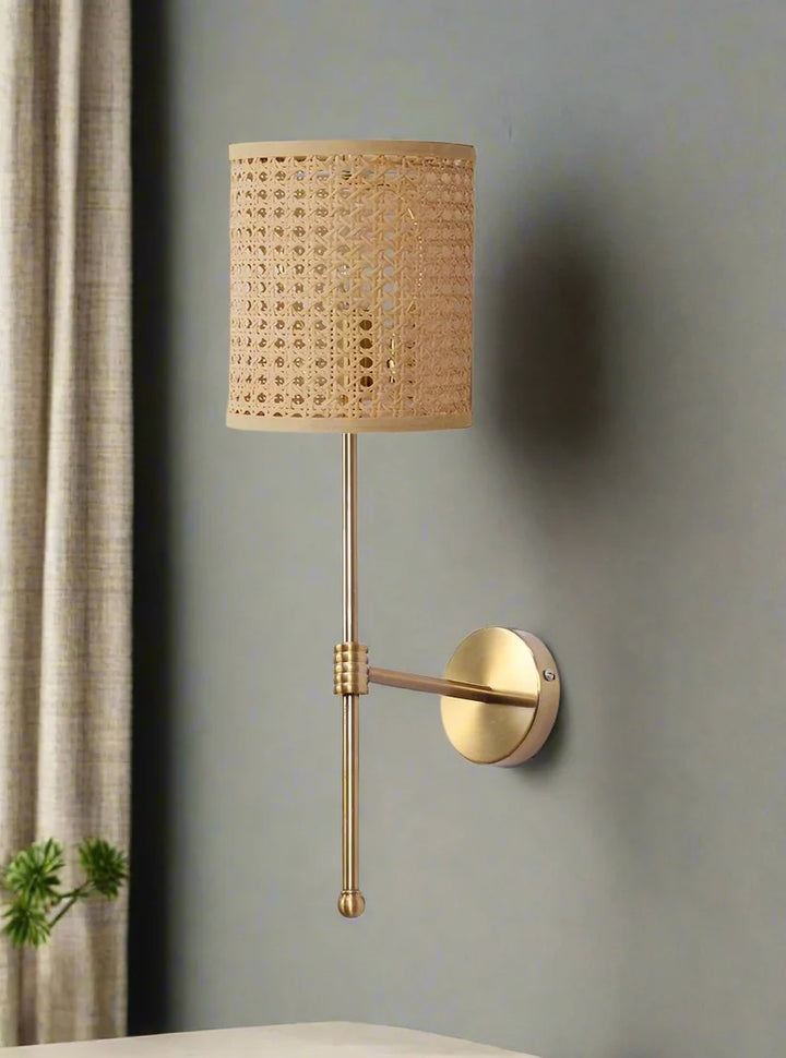 Wicker Wall Light for Bedroom | Cane Wall Sconce - Brannonhall