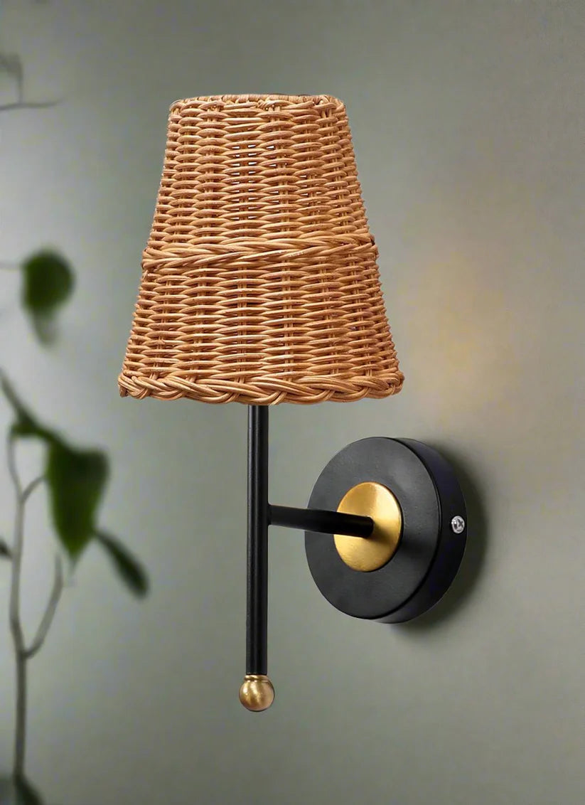 Cane Wall Sconce for Dining Room | Rattan Wall Light - Jareth
