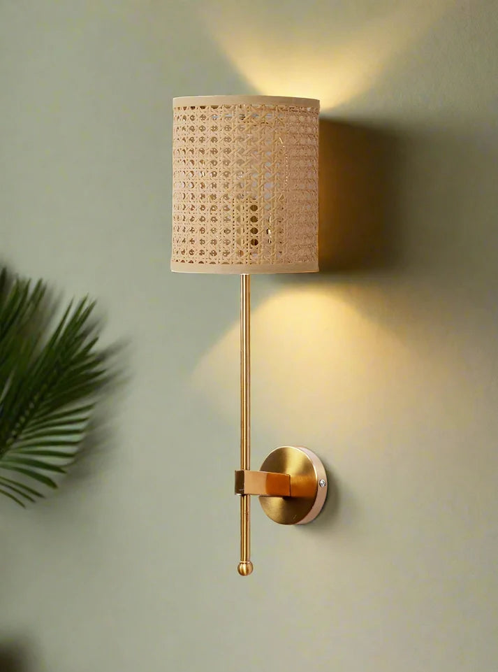 Rattan Wall Sconce for Dining Room | Wicker Wall Lamp - Quillton