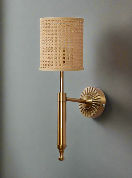 Rattan Wall Light for Hallway | Bamboo Wall Sconce - Wardenshire