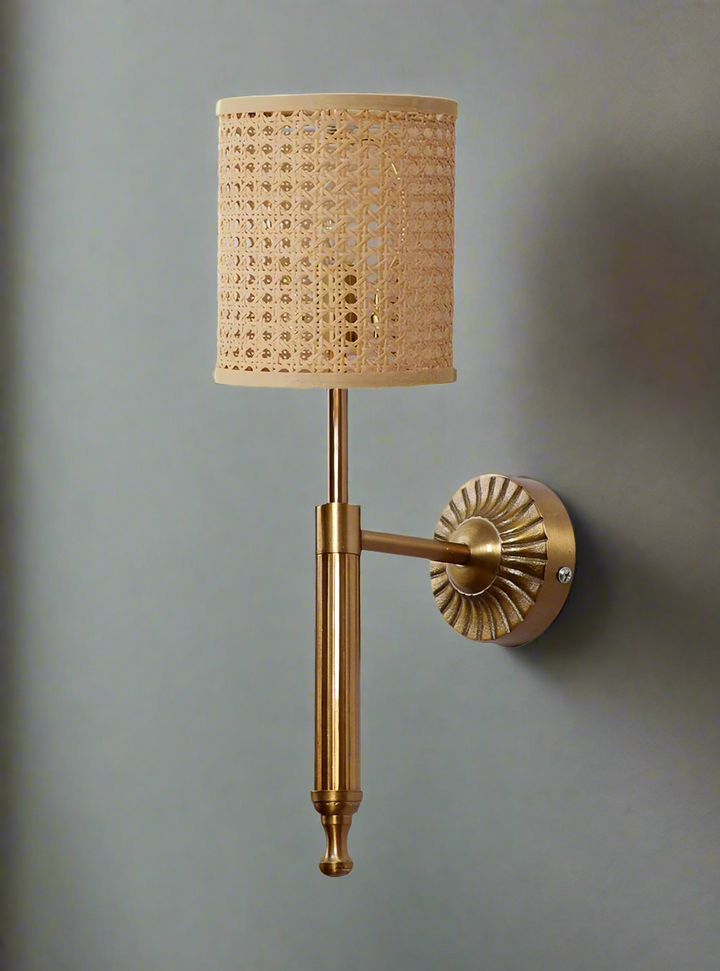 Rattan Wall Light for Hallway | Bamboo Wall Sconce - Wardenshire