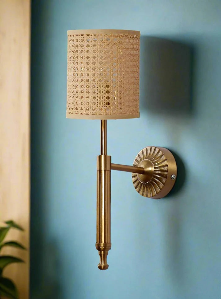 Rattan Wall Light for Hallway | Bamboo Wall Sconce - Wardenshire