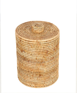 Rattan Laundry Basket with Lid Small for Bathroom - Quintess