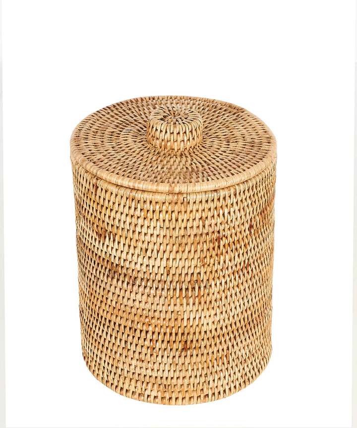 Rattan Laundry Basket with Lid Small for Bathroom - Quintess