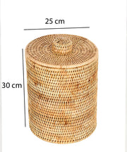 Rattan Laundry Basket with Lid Small for Bathroom - Quintess