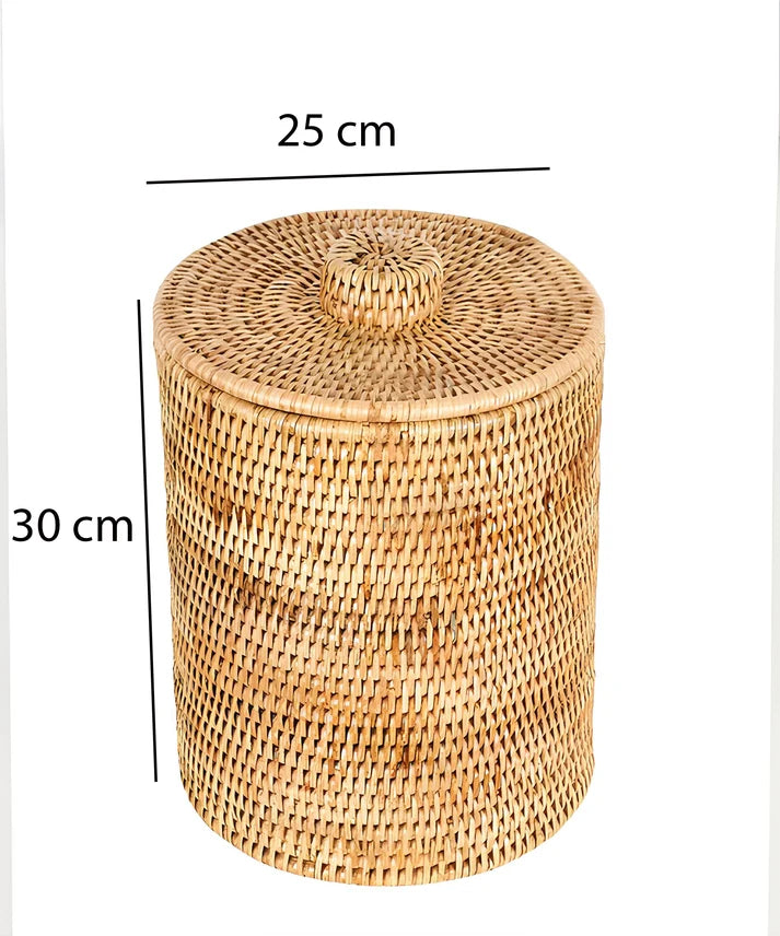 Rattan Laundry Basket with Lid Small for Bathroom - Quintess