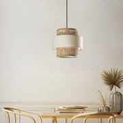 Rattan Hanging Light for Living Room | Cane Pendant Lamp Set - Ashley