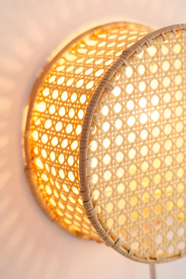 Bamboo Wall Lamp for Living Room | Rattan Wall Light - Adah