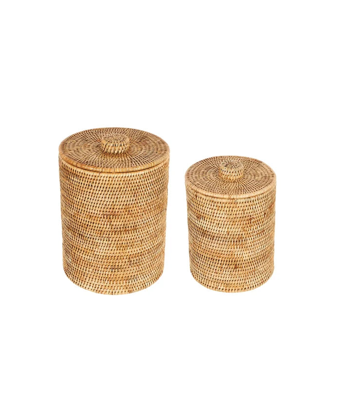 Rattan Laundry Basket with Lid Small for Bathroom - Quintess