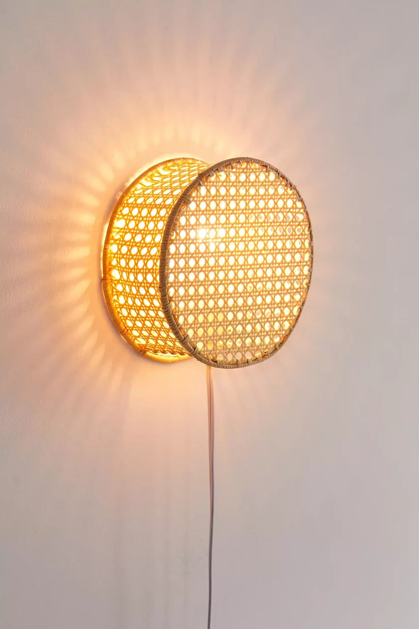 Bamboo Wall Lamp for Living Room | Rattan Wall Light - Adah