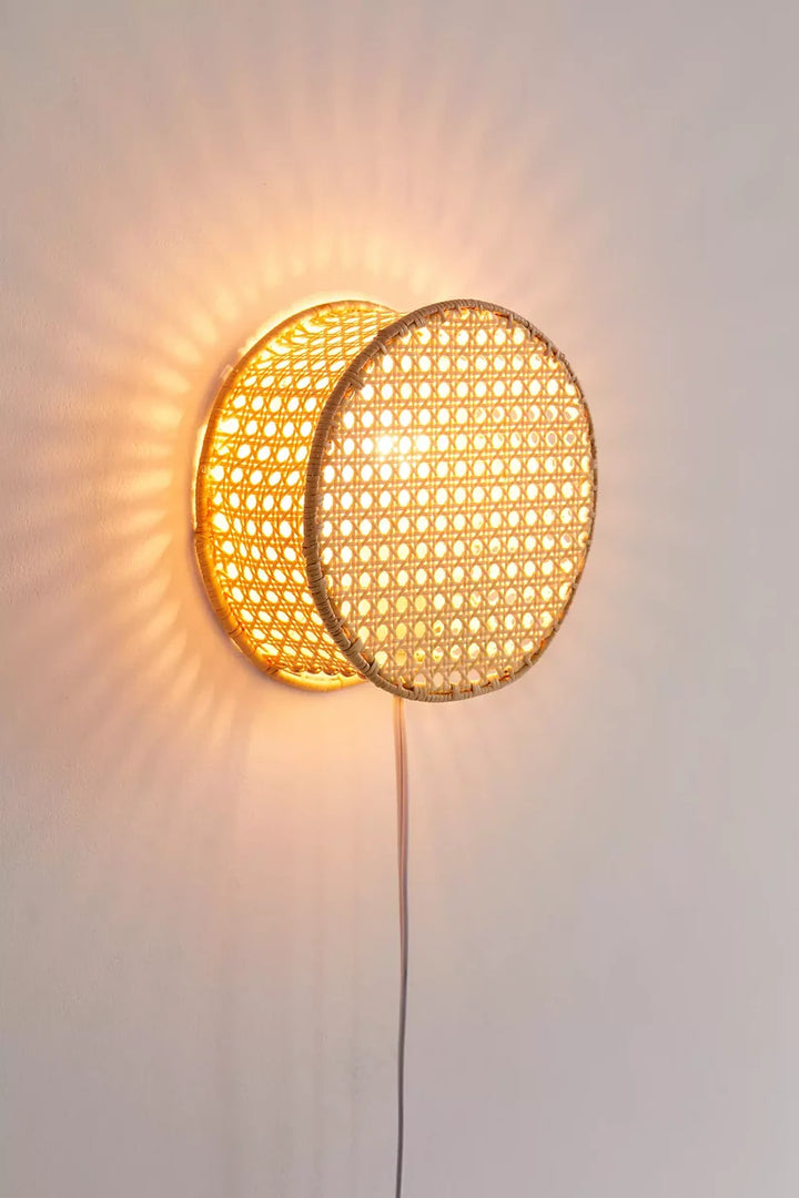 Bamboo Wall Lamp for Living Room | Rattan Wall Light - Adah