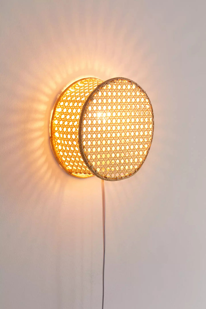 Bamboo Wall Lamp for Living Room | Rattan Wall Light - Adah