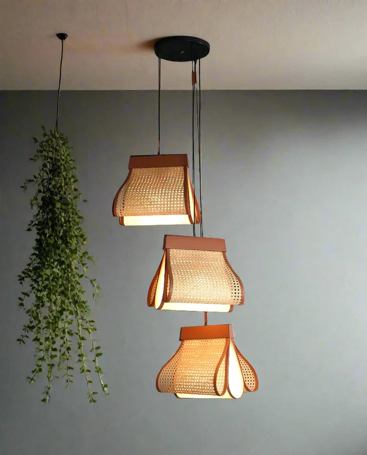 Rattan Hanging Light for Living Room | Cane Pendant Lamp - Pixie 2.0