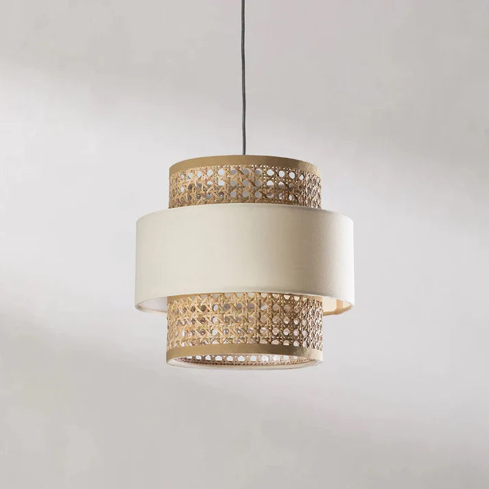 Rattan Hanging Light for Living Room | Cane Pendant Lamp Set - Ashley
