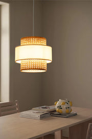 Rattan Hanging Light for Living Room | Cane Pendant Lamp Set - Ashley